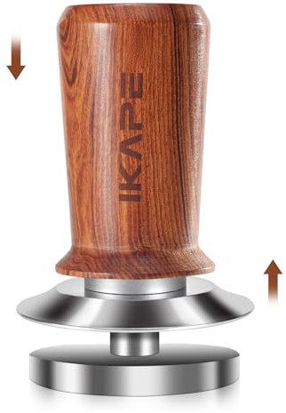 IKAPE 53.3mm Espresso Coffee Tamper, Spring-Loaded Calibrated Tamper with Premium Stainless Steel, Newly Upgraded Walnut Tamper Compatible with 54 Breville Espresso Machine Bottomless Portafilter