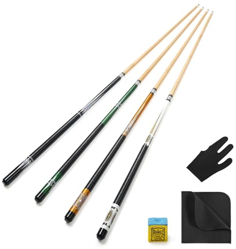 ASMPCUE Pool Queue, 58'' Billard Queue 4er Set, Modemuster Pool Cue Sticks 13mm Spitzen für Professionelle Billardspieler, 1/2 Maple Queue Sticks für Billard Tisch Sport for Men Women