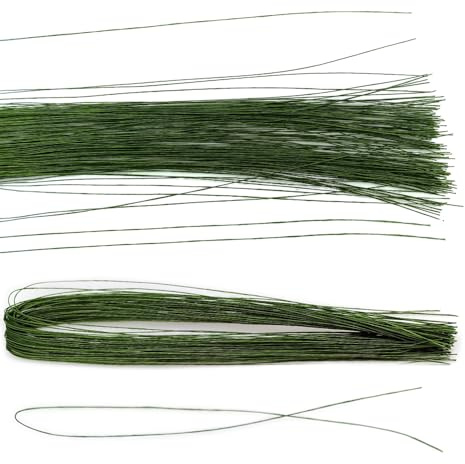 Saktopdeco Tallos florales verdes de calibre 26, alambre envuelto en papel floral verde, 21.6 pulgadas, 200 unidades para manualidades arreglos florales