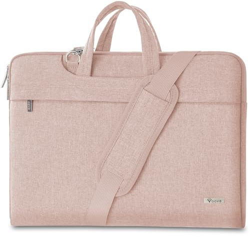 Voova Laptoptasche Tasche 17 17,3 Zoll Notebook Schultertasche Umhängetasche Tragetasche Notebooktasche leicht mit Versteckbarer Griff für Laptop 17.3 Prinzessin Rosa