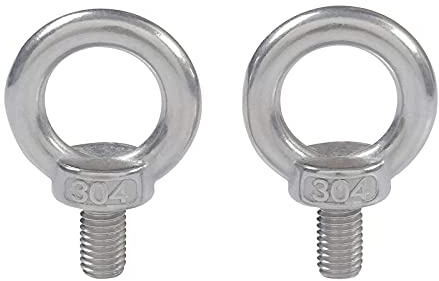 Cilky Metallschrauben 2 Stück M12 Ringschrauben, Langer Schaft 304 Edelstahlschraube Ringschraube Ringmuttern Befestigungselemente Geeignet für Ringschraubenbolzen,(M12x40mm)
