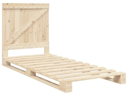 vidaXL Massivholzbett, Holzbett Bett mit Kopfteil, Bettrahmen mit Lattenrost, Palettenbett Einzelbett Schlafzimmerbett, 90x200cm Kiefer