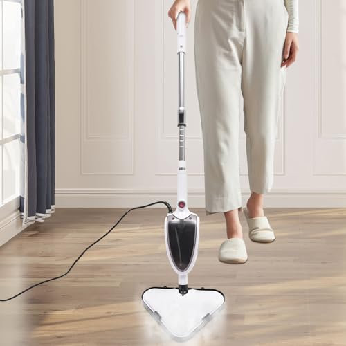 Apriltop 1300W 110℃ Scopa a Vapore Elettrica con Filo, Bianco Portatile Pulitore a Vapore Pavimento con Serbatoio Dell'acqua Da 280ML