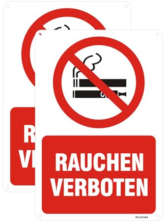 Acuxiaza 2 Stück Rauchen Verboten Schild 20x30 cm PVC Hartschaum Platte Rauchverbot Schild Selbstklebend Bitte Nicht Rauchen Sign mit UV Schutz Warnzeichen für Außenbereich Innenbereich