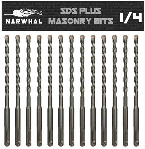 SDS Plus 1/4 Inch Masonry Drill Bits (13 Pack - Industrial Grade) 6 Inch Rotary Hammer Bit for Concrete, Stone, Block, & More!