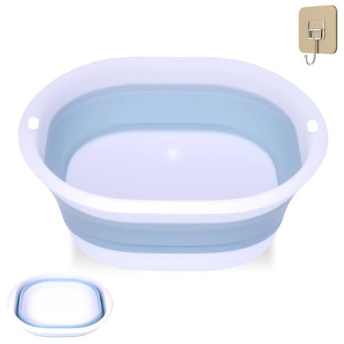 2pcs Portable Folding Basin, Silicone Bowl Bowl Collapsible Bowl Multifunctional Basin, BPA Free and Odourless, Foldable Bowl to Save Space for Travel, Camping and Kitchen (2 Dimensions)