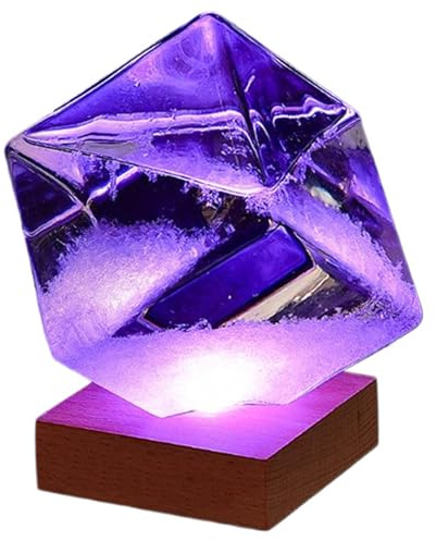 1pc Cube Storm Glass Weather Forecaster Storm Glass Weather Predictor Globe With Cube Design For Home Office Desktop Dec (With Light Base)