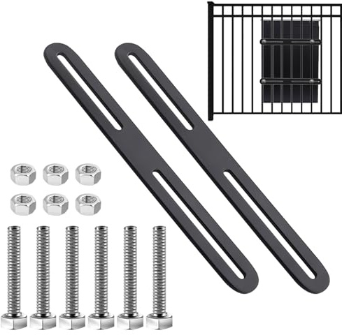 Kingsea Juego de 2 piezas de montaje para buzón de cerca, 2,4 x 28 cm, juego de montaje de valla de acero inoxidable para puertas y cercas, color negro
