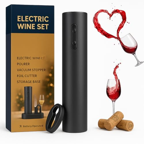 Sacacorchos eléctrico recargable. Abrebotellas con cortador de papel de aluminio y sellador al vacío. Elegante, Compacto y práctico para bares, restaurantes y uso en casa