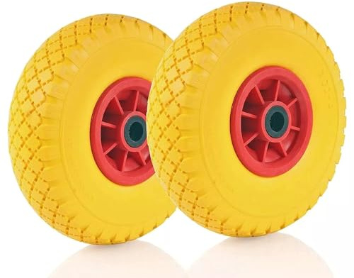 Coppia di Ruote in Gomma Piena Antiforatura per carrellini portasacchi portatutto Dimensioni: 3.00-4 (260x75 mm.)
