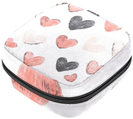 Valentinstag-Herz-Menstruationstaschen, Damenbinden-Aufbewahrungsbeutel für Frauen, große Kapazität, Menstruationspad-Tasche, Tampon-Sammelhalter, Geldbörse