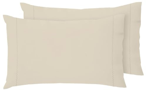 Giovanni Dolcinotti | Set 2 Federe Colorate a Sacco con Patella e finitura zigzag - 50x80 cm - 100% Cotone - Made in Italy - Sabbia - Modello Toronto