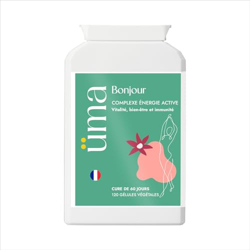 Uma Bonjour Multivitamines Ménopause Digestion – 23 Actifs Naturels – Probiotiques, Fibres, Vitamines – Vitalité, Immunité – Vegan – Sans OGM – Laboratoire Français – Cure 30 Jours – 60 Gélules