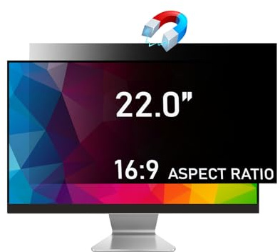 TECHNOLOGYVS 22 inch Computer Privacy Screen Filter for 16:9 Widescreen Display, Monitor Screen Privacy Filter, Anti Spy Anti-Glare Blue Light Blocking Screen Protector Film (22,16:9)