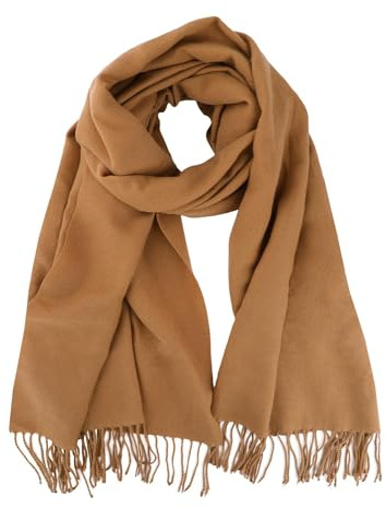Utaly Large Winter Scarf for Women Men - 78.7x26.8 Soft Warm Blanket Scarf Faux Cashmere Shawl Wrap with Tassels Brown