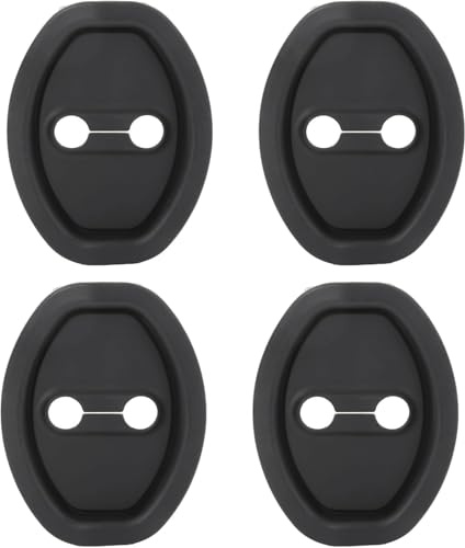 4pcs Silicone Car Door Latch Covers for Ford Focus Active 2022-2024, Door Strike Protector Lock Protector Car Lock Cover Latch Adhesive Protector,Black