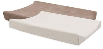Jollein Housse de Matelas à Langer - Milky Coffee/Ivory - Lot de 2-50x70cm - 85% Coton, 15% Polyester - Certifiée OEKO-TEX - Housse pour Matelas à Langer