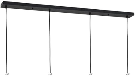 ORION LIGHTSTYLE Deckenbaldachin für Leuchte Baldachin länglich rechteckig, Abzweigdose mit 4 Kabelauslässen (100x8x2.5cm), schwarz - ideal für Esstisch