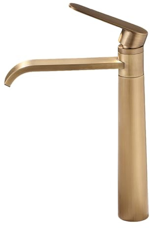 TYMYW Rubinetto a Cascata per Lavabo da Appoggio Alto Girevole a 360° Miscelatore Rubinetto Bagno Ottone Anticato