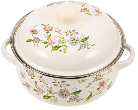 Faitout Émaillé Multifonctionnel pour Soupe et Mijotage, la Cuisine Maison | Émail, Poignée Confortable, Supporte les Hautes Températures, Format Compact