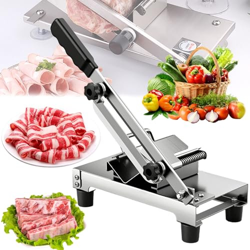 Affettatrice manuale con lama regolabile per tagliare carne e formaggi di precisione - Qualità professionale, facile da pulire, perfetta per uso domestico o in cucina