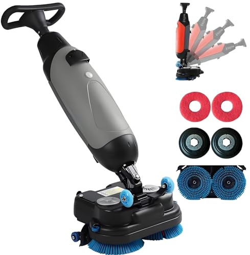 AiODiO Autolaveuse électrique Commerciale, autolaveuse autoportée, capacité de Nettoyage de 1200 m²/h, 2 brosses de 250 W, Double réservoir de 4 l + 7 l, tête pivotante à 360° Grey