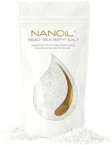 Badsalt Döda Havet Nanoil 500g - naturlig mineralsalt för bad, salt från döda havet, dödahavssalt bad, salt för fotbad, avkopplande badsalt