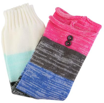 Tinksky Bunte Strickstrümpfe Mehrfarbiger Steppknopf Wollgamaschen Set Lady Fußwärmer