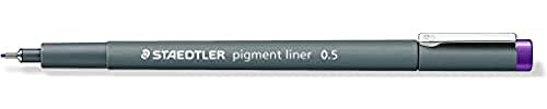 STAEDTLER 308 05-6 VE Pigment Liner (Fineliner mit hochwertiger Pigmenttinte, wasserfest, lichtbeständig, dokumentenecht, Linienbreite 0,5 mm, Etui mit 10 Pigment Linern) violett