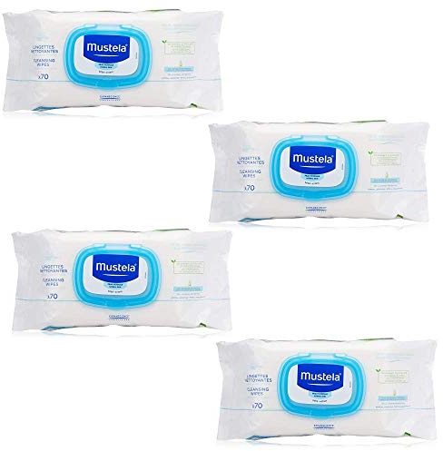 Mustela - 4 paquetes de toallitas limpiadoras de 70 unidades