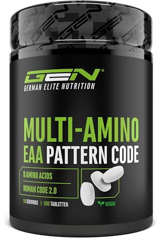 EAA Multi Amino - 500 Tabletten mit je 1000 mg - Human Code Formel mit 8 essenziellen Aminosäuren - Aus pflanzlicher Fermentation - Hochdosiert, vegan & laborgeprüft