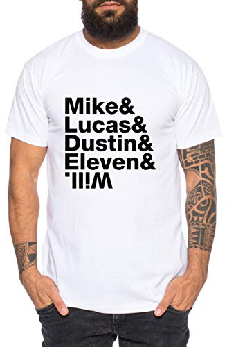 Stranger Name - T-Shirt pour Homme Things Demogorgon Elfie Dustin Jane Hopper Upside Down TV blu-Ray DVD, Größe2:Medium, Farbe2:Blanc