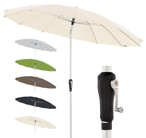 Doppler Ombrellone rotondo 250 cm in alluminio – Design orientale, con manovella e inclinazione regolabile, parasole da giardino o balcone, protezione UV 50+