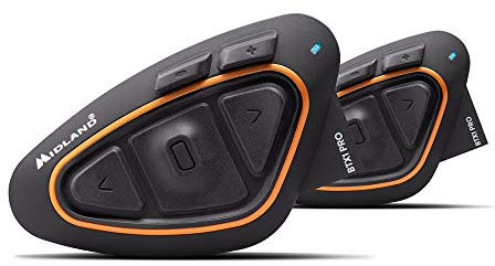 Midland BTX1 PRO Doppio OLD VERSION Interfono Moto Bluetooth Coppia, Auricolari Casco con Cancellazione del Rumore, Comunicazione Pilota Passeggero - 2 Auricolari