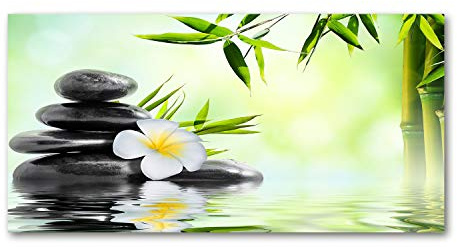 Tulup Glas-Bild Wandbild aus Glas - Wandkunst - Wandbild hinter gehärtetem Sicherheitsglas - Dekorative Wand für Küche & Wohnzimmer 120x60 - Blumen & Pflanzen - Orchidee Bambus - Grün