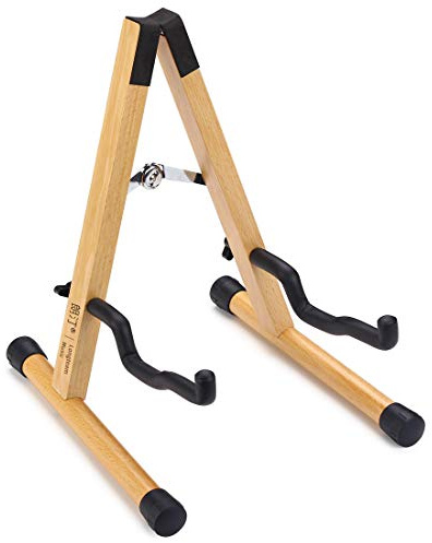 Longteam Solid Wood Gitarrenständer, faltbarer und abnehmbarer akustischer klassischer Bass-E-Gitarrenständer aus Buchenholz
