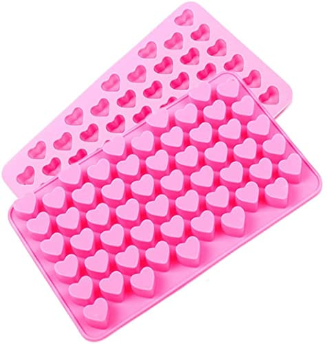 Heart Shaped Silicone Mold for Wax Melts 2PCS 55-Cavity Heart Valentine Chocolate Silicone Mould Candy Gummy Jelly Ice Cube Tray Soap Mold
