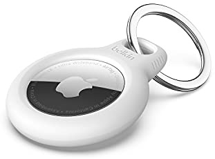 Belkin AirTag-fodral med nyckelring (Secure Holder-skyddsfodral för Air Tag med reptåligt tillbehör) – Vitt