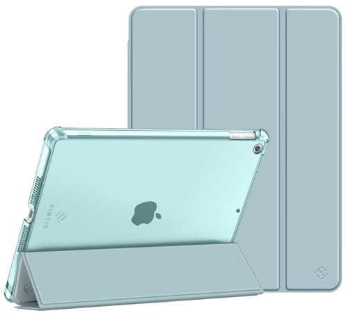 Fintie Hülle für iPad 9. Generation 2021/8. Gen 2020/7. Gen 2019 10.2 Zoll mit Stifthalter, ultradünne leichte Schutzhülle mit transparenter Rückseite und Auto Schlaf/Wach Funktion, Eisblau