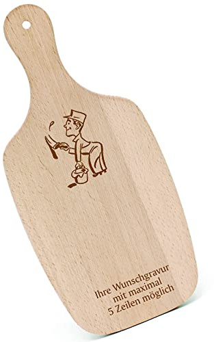 Schneidebrett Frühstücksbrettchen Gravur personalisiert - Maler mit Pinsel - mit Griff 330x150 Holzbrett Holz Küche Schneidbrett