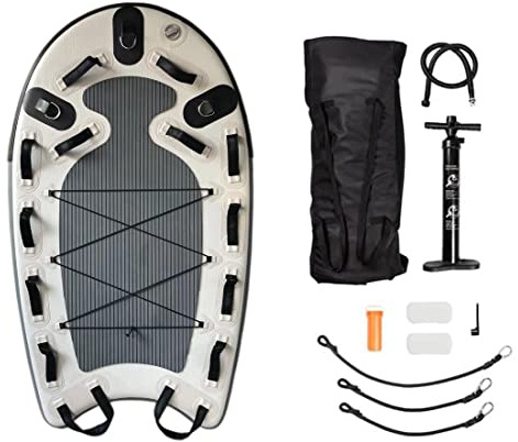 Vinfgoes Inflatable Bodyboard Water Rescue Sled Inflatable Floating Mat Inflatable Jet Ski Sled Board for Professional Emergency Rescue By Lifeguards, Fire & Rescue, Big Wave Surfing (Grey)