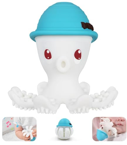 Beißspielzeug für Babys 6 Monate, Octopus Baby Beißring 6-12 Monate, Silikon Sensory Teethers Spielzeug für Kleinkinder 18 Monate, Beißspielzeug 9 Monate alt Babyspielzeug, BPA Free Baby Gifts, Blau