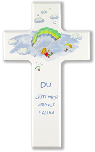 MaMeMi Kinderkreuz Du lässt Mich Niemals Fallen zur Geburt und oder Taufe weiß 15 cm
