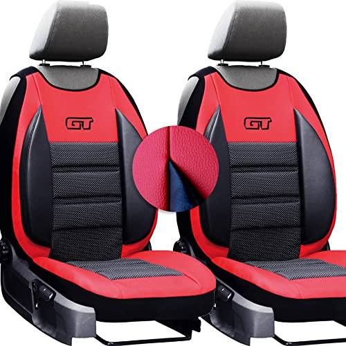 moto-MOLTICO Autositzbezüge – Autositzschoner Universalgröße - Sitzauflage Auto - Ökologisches Leder - Sitzbezug Auto Vordersitze - Matte für Sitze - Schonbezug Autositz Vorne - Rot