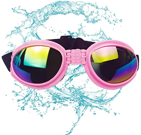 Lunettes pour Compagnie - Lunettes Moto pour Chiot - Lunettes Soleil Protection UV pour Chien avec Sangle réglable, Lunettes Protection des Yeux pour Chiens, Chien, Rianpesn