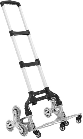 Aluminiumlegierung Einkaufstrolley Treppensteiger mit Faltbare Plattform, Einkaufswagen mit Abnehmbarer Wasserdichter Tasche und 6 PVC Räder, Klappbar Treppensteiger mit Höhenverstellbarer Griff