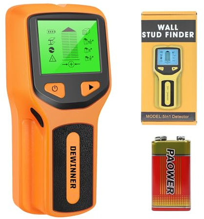 DEWINNER Wanddetektor 5-in-1 Zeilendetektor mit LCD-Anzeige, Bolzenfinder zur Erkennung von Metallen, elektrischen Drähten, Holzstäben in Wänden, Böden und Decken