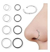 Diamday 8stk Nasenpiercing Ring 16G/18G 316L Chirurgenstahl Septum Ring Nasenring Hoop Helix Conch Tragus Daith Ohr Piercing Gold Silber Schwarz Clicker Knorpelohrring Lippenring 6mm/8mm/10mm/12mm
