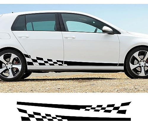 LHyfA Seitenschweller Streifen Karosserie Aufkleber,für VW Golf 7 4 5 6 3 2 8 MK8 MK7 MK6 MK5 MK4 MK3 MK2,Auto-Karosserie-Tür-Dekor-Aufkleber Außenzubehör,A-Black