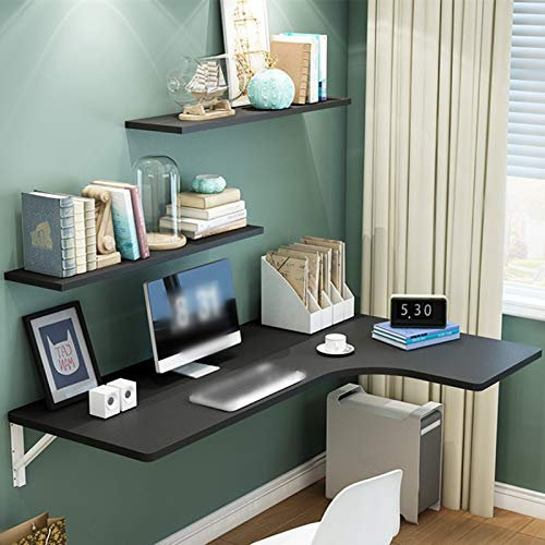 Moderner Wandtisch, runder, klappbarer Küchen-Esstisch, schwebender Computertisch, vom Boden bis zur Decke wandelbarer Schreibtisch, hängende Werkbank, Belastung 50 kg, 5 Farben (schwarz90 x